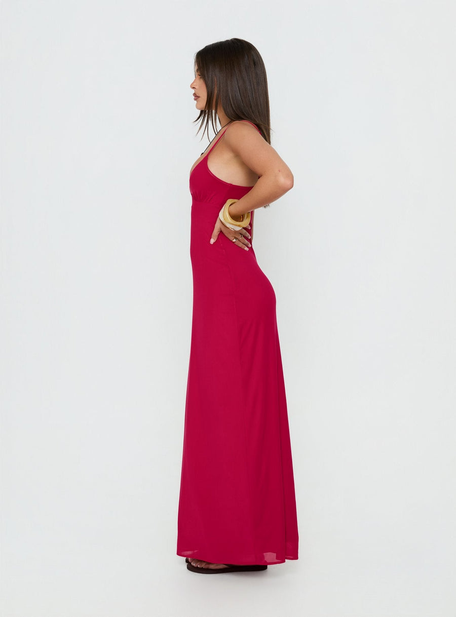 Glass Half Full Mesh Maxi Dress Electric Fuschia · photo 3
