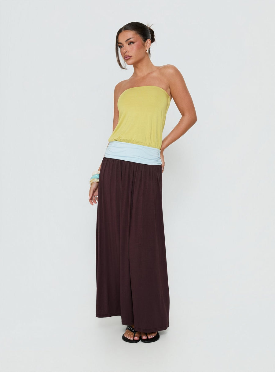 Heart Swarm Colour Block Strapless Maxi Dress Multi · photo 3