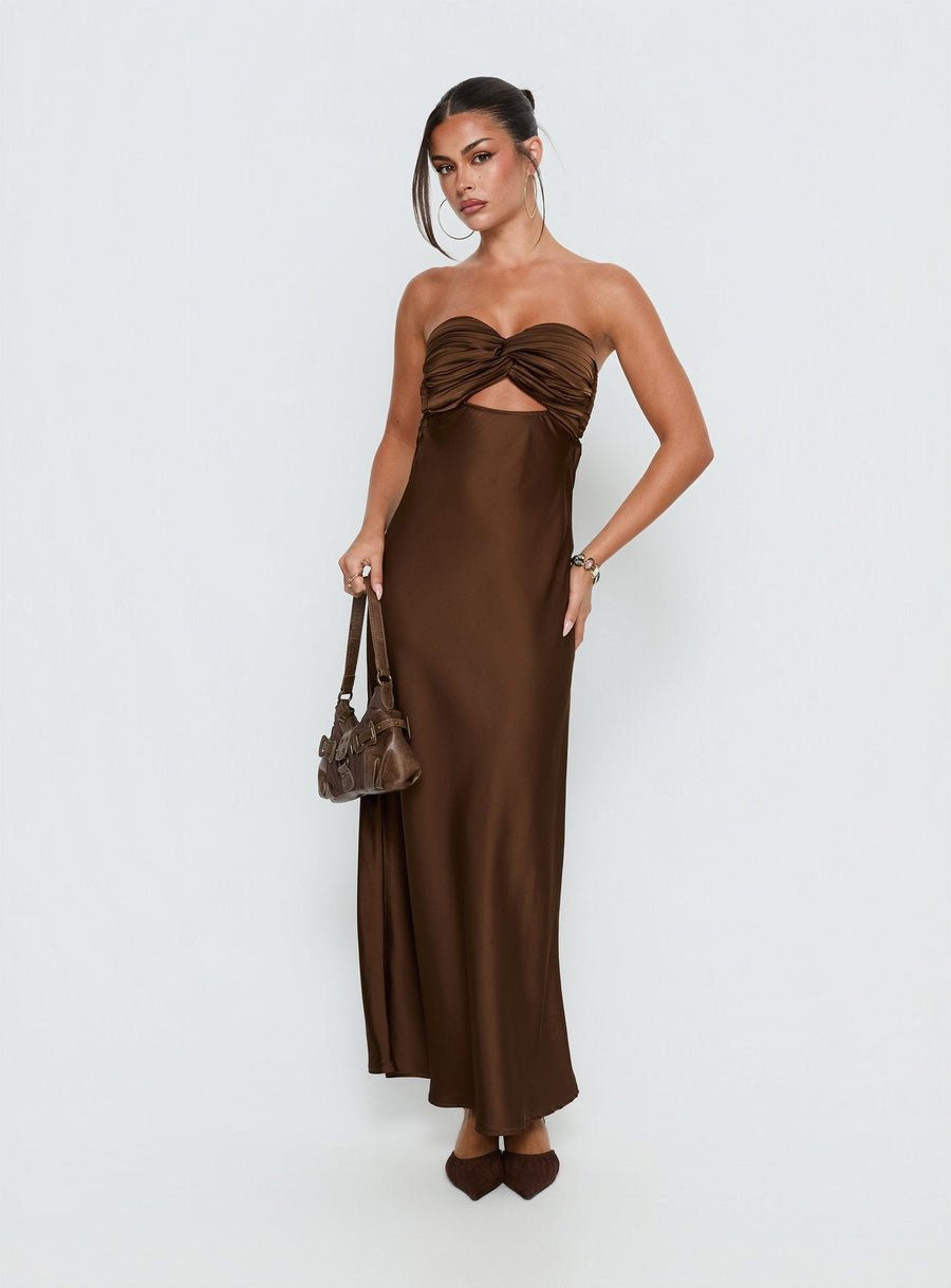 Faviola Strapless Maxi Dress Chocolate · photo 3
