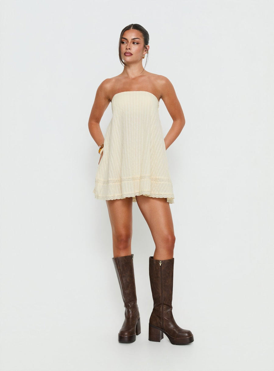 Gypsea Strapless Swing Mini Dress Butter Yellow · photo 3