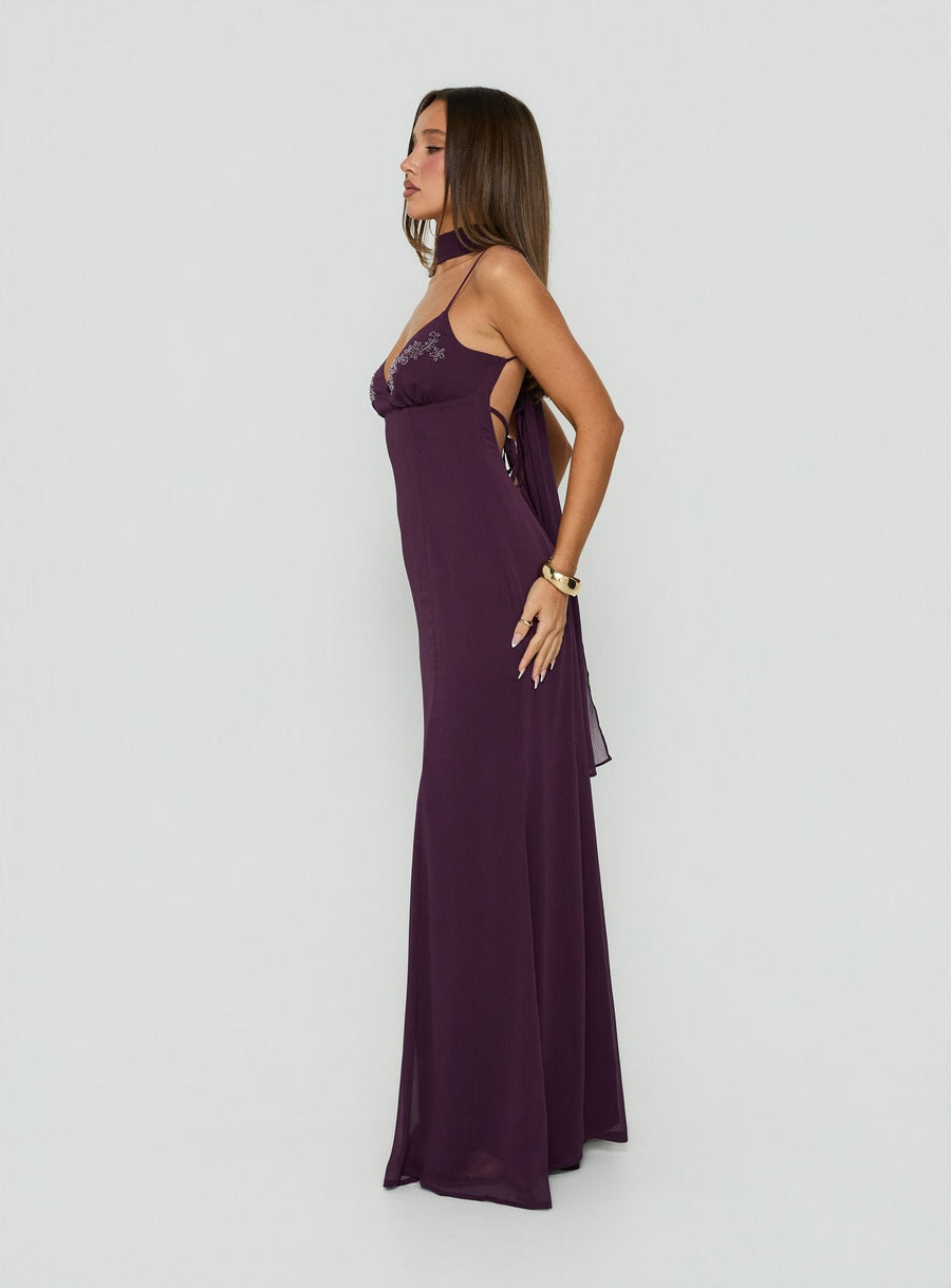Jadira Scarf Maxi Dress Plum · photo 3