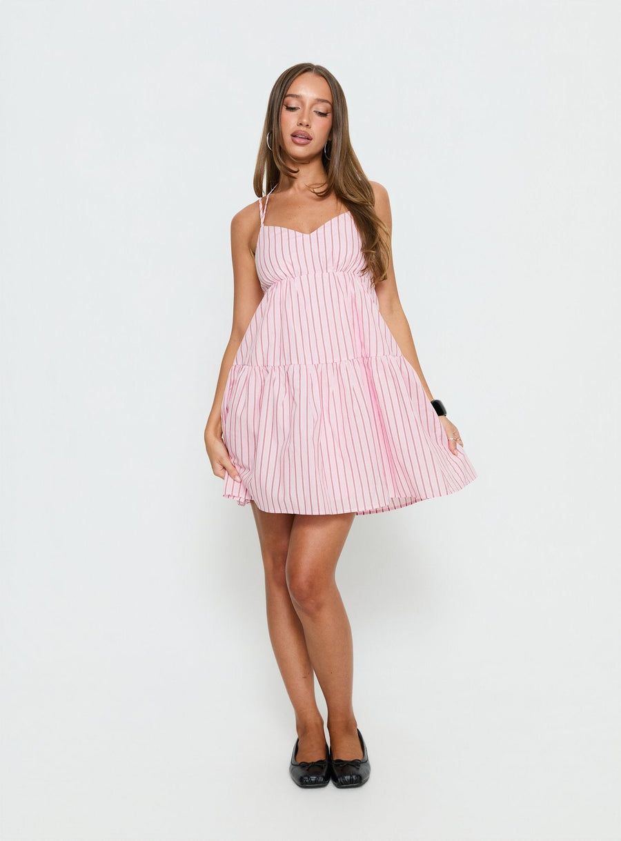 Elisabef Halter Mini Dress Pink Stripe · photo 2