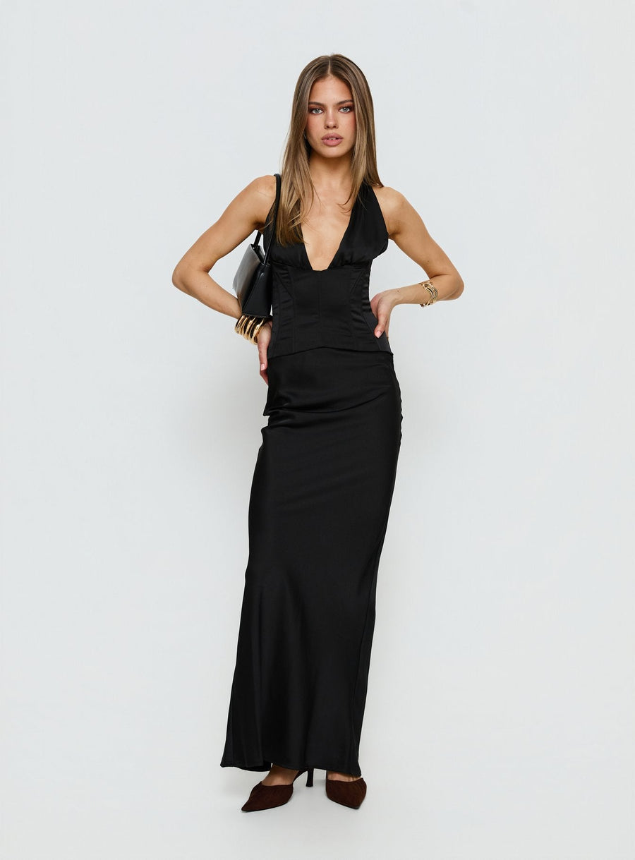 In A Trance Halter Corset Maxi Dress Black · photo 3
