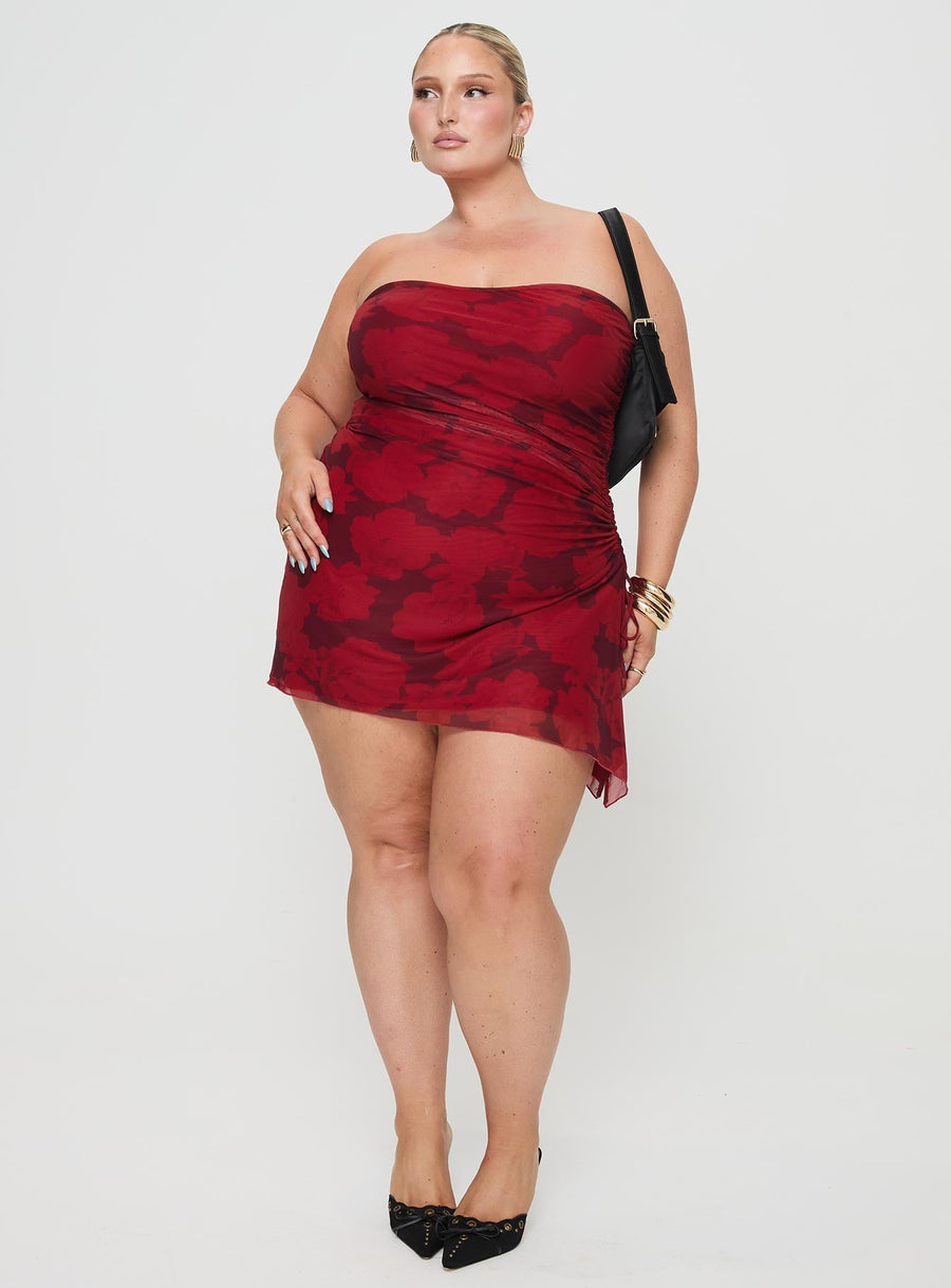 Donelli Mini Dress Burgundy / Red Floral Curve · photo 3
