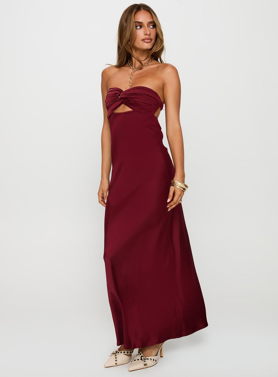 Faviola Strapless Maxi Dress Burgundy · photo 3
