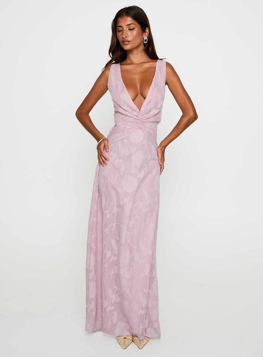 Frederica Plunge Burnout Maxi Dress Mauve · photo 3