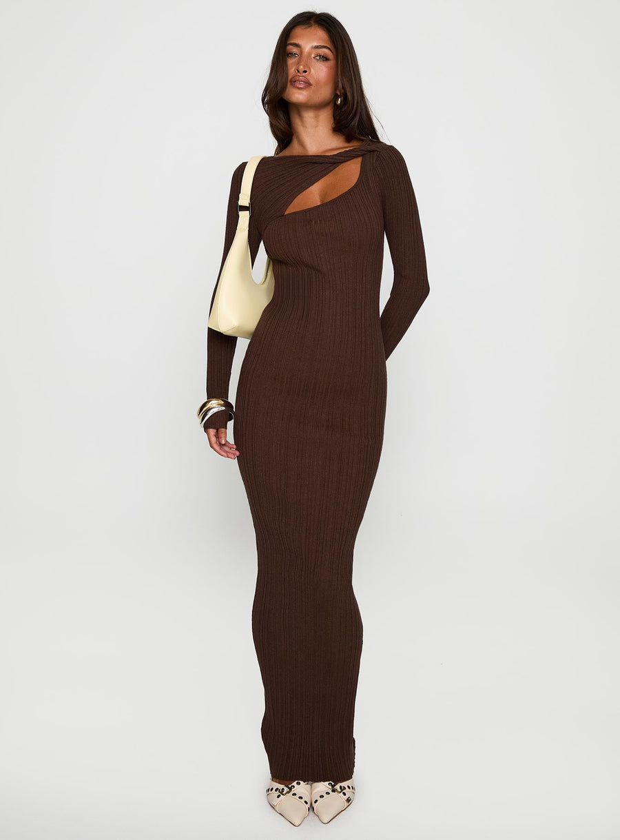 Gyselle Long Sleeve Maxi Dress Brown · photo 2