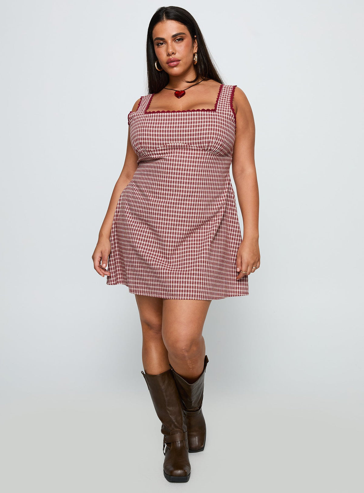 Dasha Mini Dress Red Check Curve