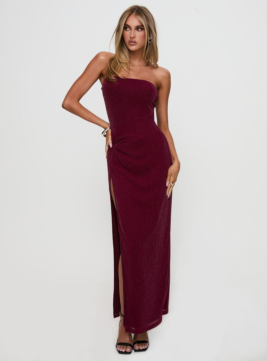 Jeniva Straplesss Maxi Dress Plum · photo 2