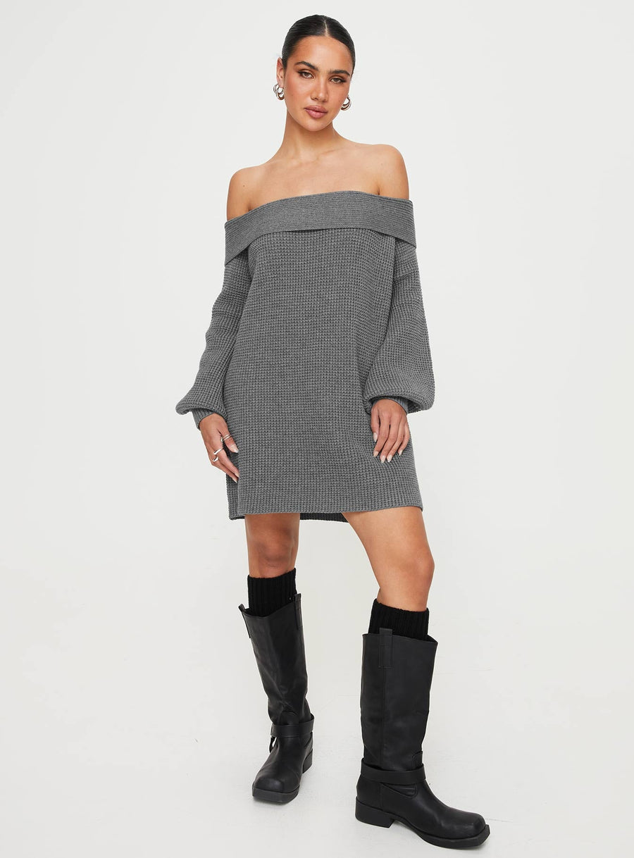 Deya Off The Shoulder Mini Dress Grey · photo 6