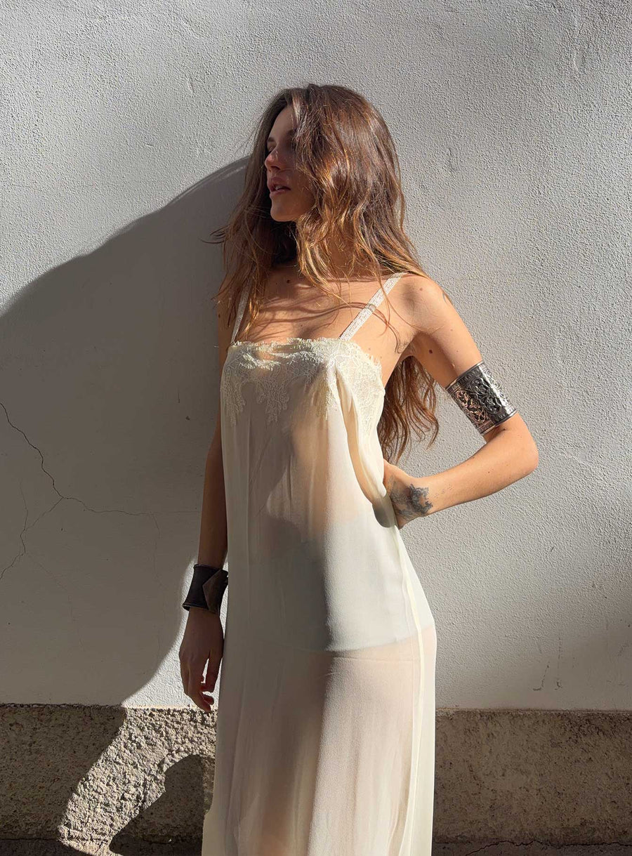 Glacial Sheer Maxi Dress Butter · photo 8