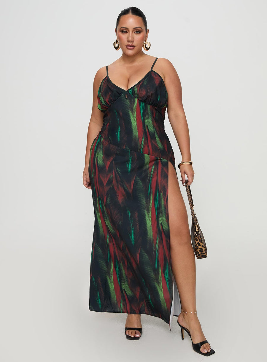 Feather Maxi Dress Multi Curve · photo 3
