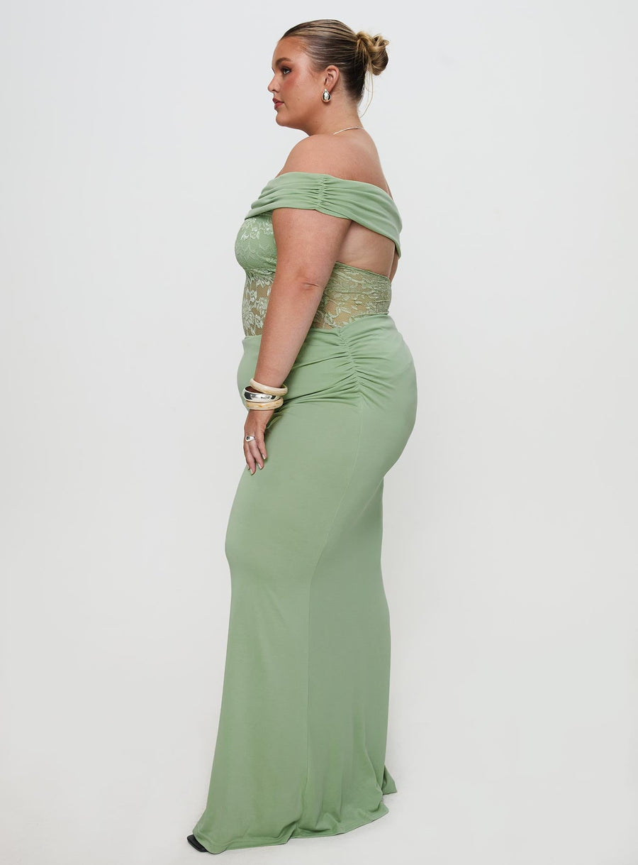 Gwendolen Off The Shoulder Maxi Dress Green Curve · photo 4