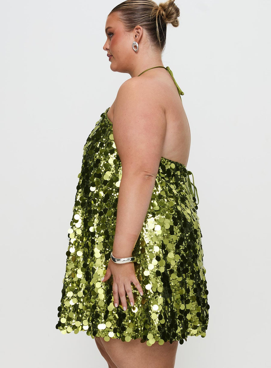 Fluorescents Halter Mini Dress Green Curve · photo 4
