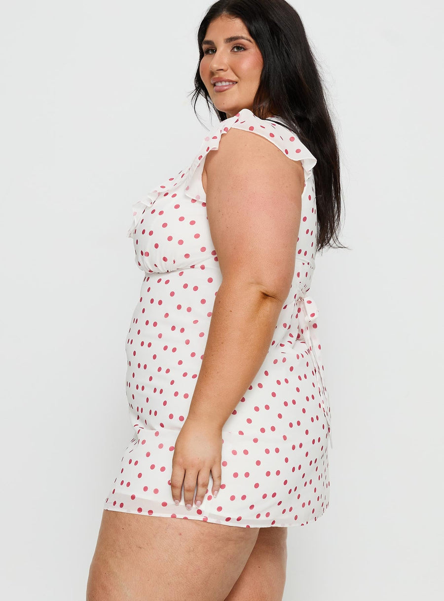 I Guess So Mini Dress White / Burgundy Curve · photo 4