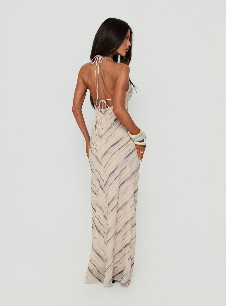 Esmira Halter Maxi Dress Cream Stripe · photo 4