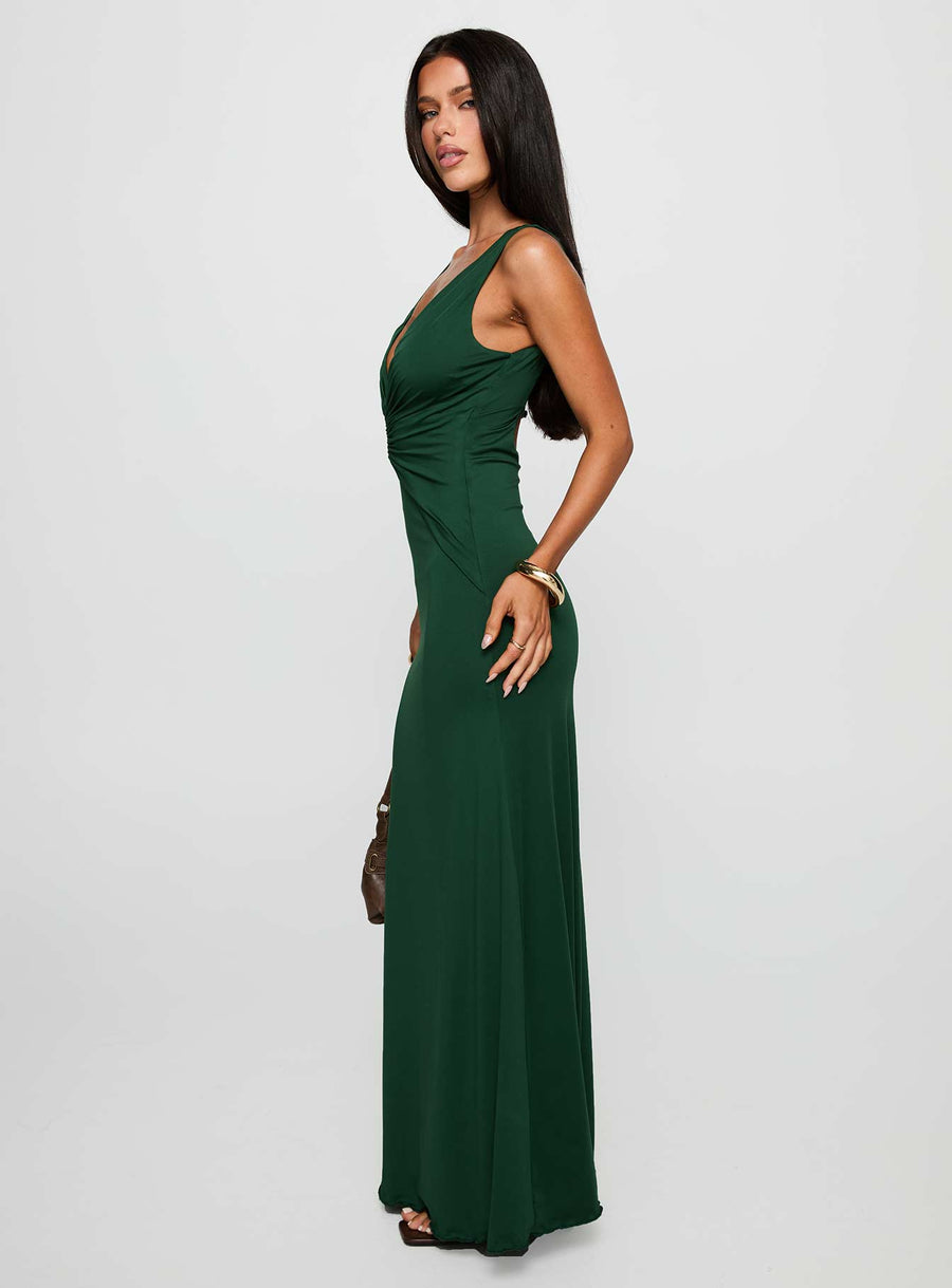 Frederica Plunge Maxi Dress Forest Green · photo 3