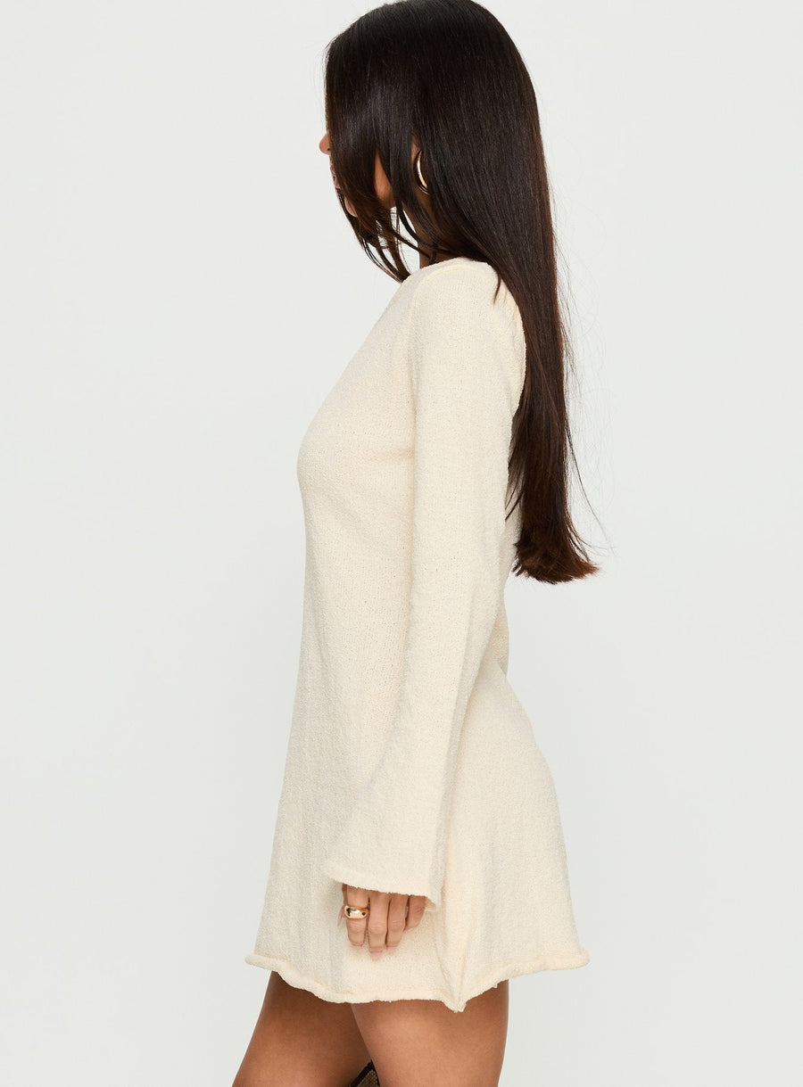 Jaede Off Shoulder Knit Mini Dress Cream · photo 4