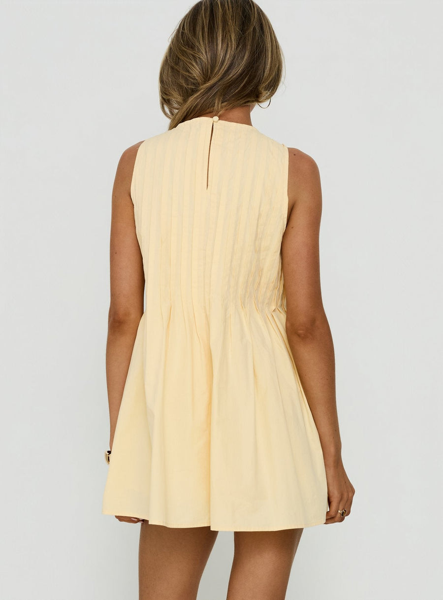 Dreamboat Pleated Mini Dress Yellow · photo 4