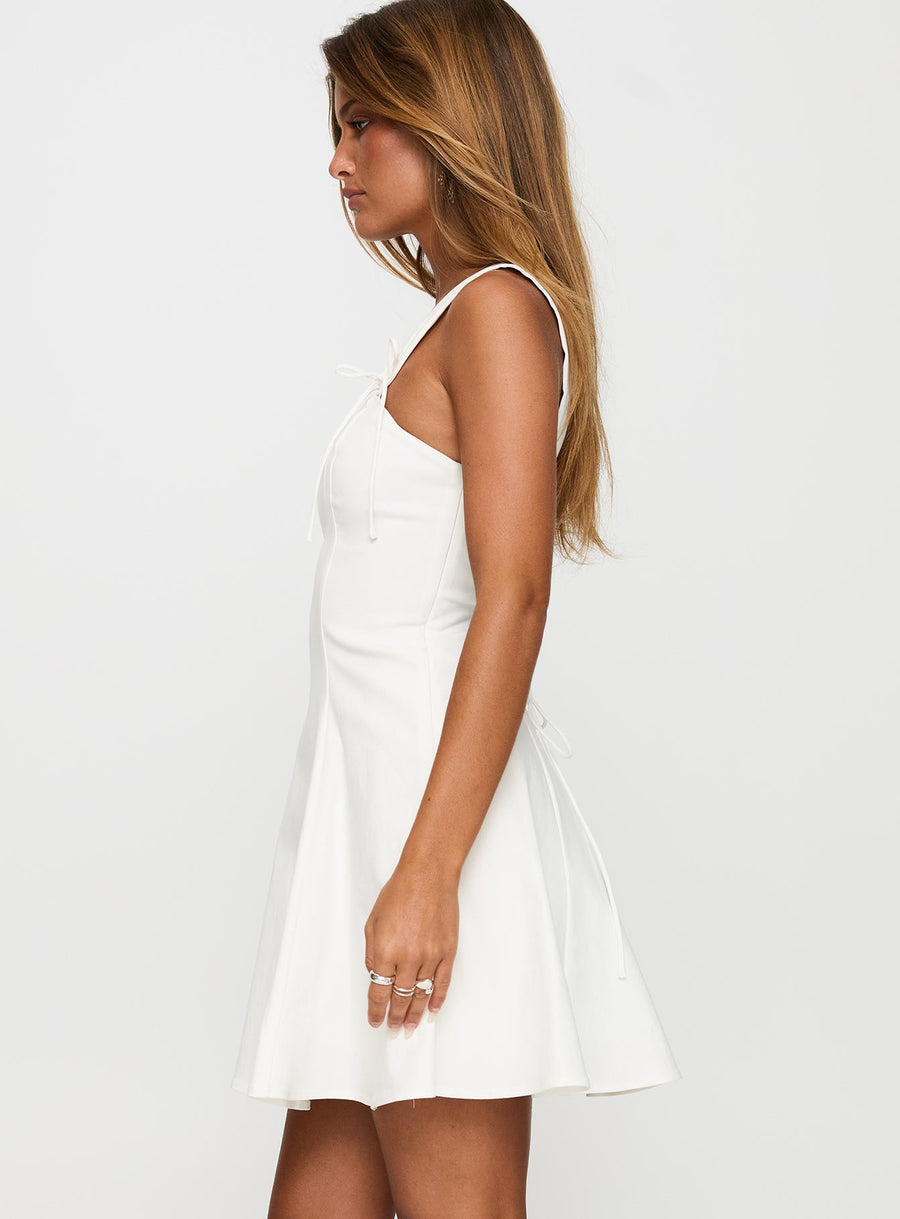 Honey Suckle Tie Up Mini Dress White · photo 4