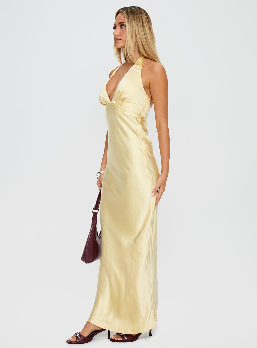 Good For You Halter Maxi Dress Lemon · photo 4
