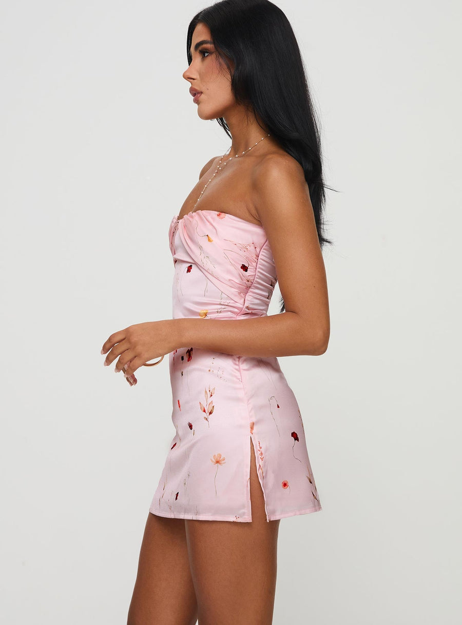 Irena Strapless Mini Dress Pink Floral · photo 4