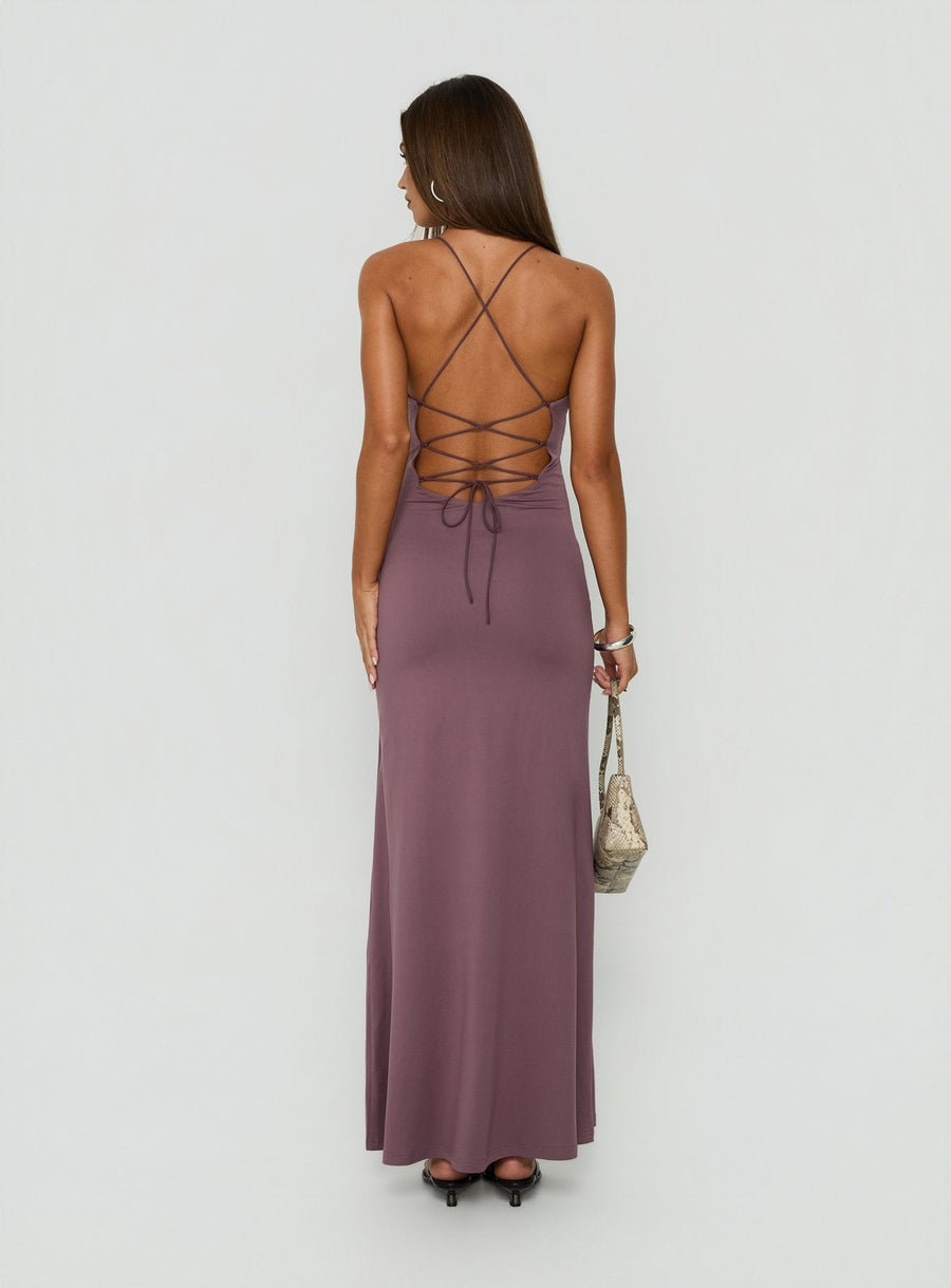 Esolda Ruched Low Back Maxi Dress Dusty Mauve · photo 4