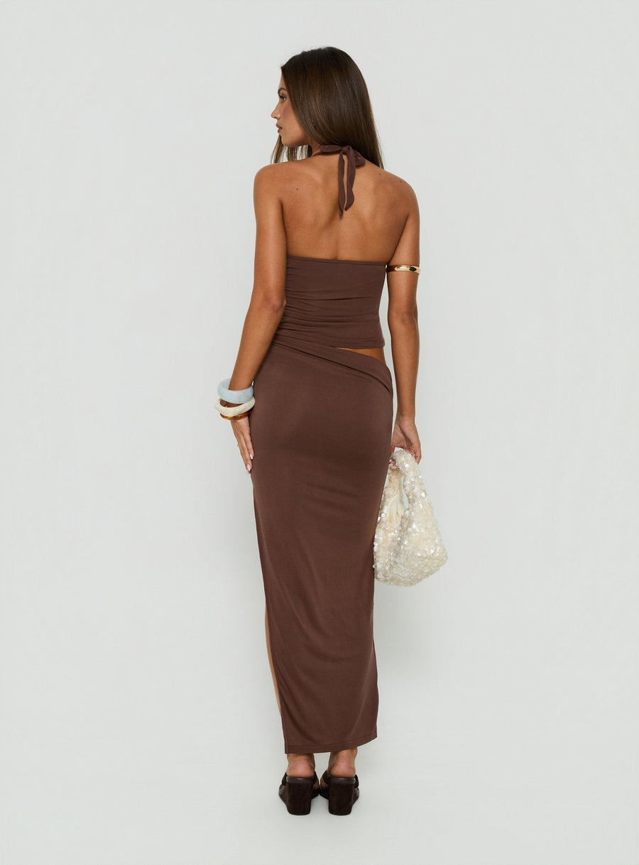 Imeraldia Hardware Halter Maxi Dress Chocolate · photo 4