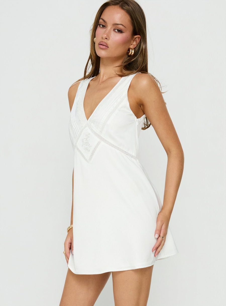 Holii Plunge Neck Embellished Mini Dress White · photo 4