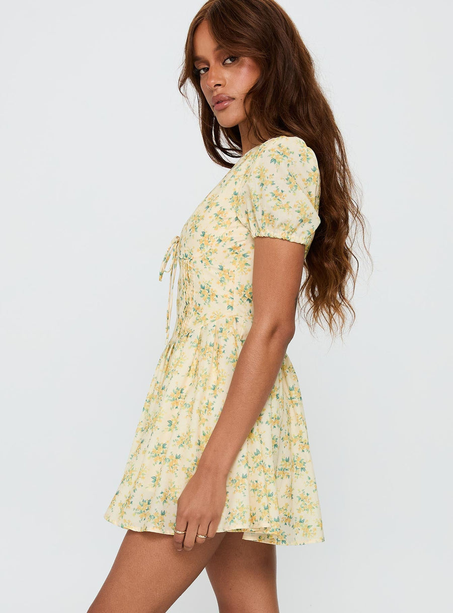 Ethelyn Mini Dress Yellow Floral · photo 4