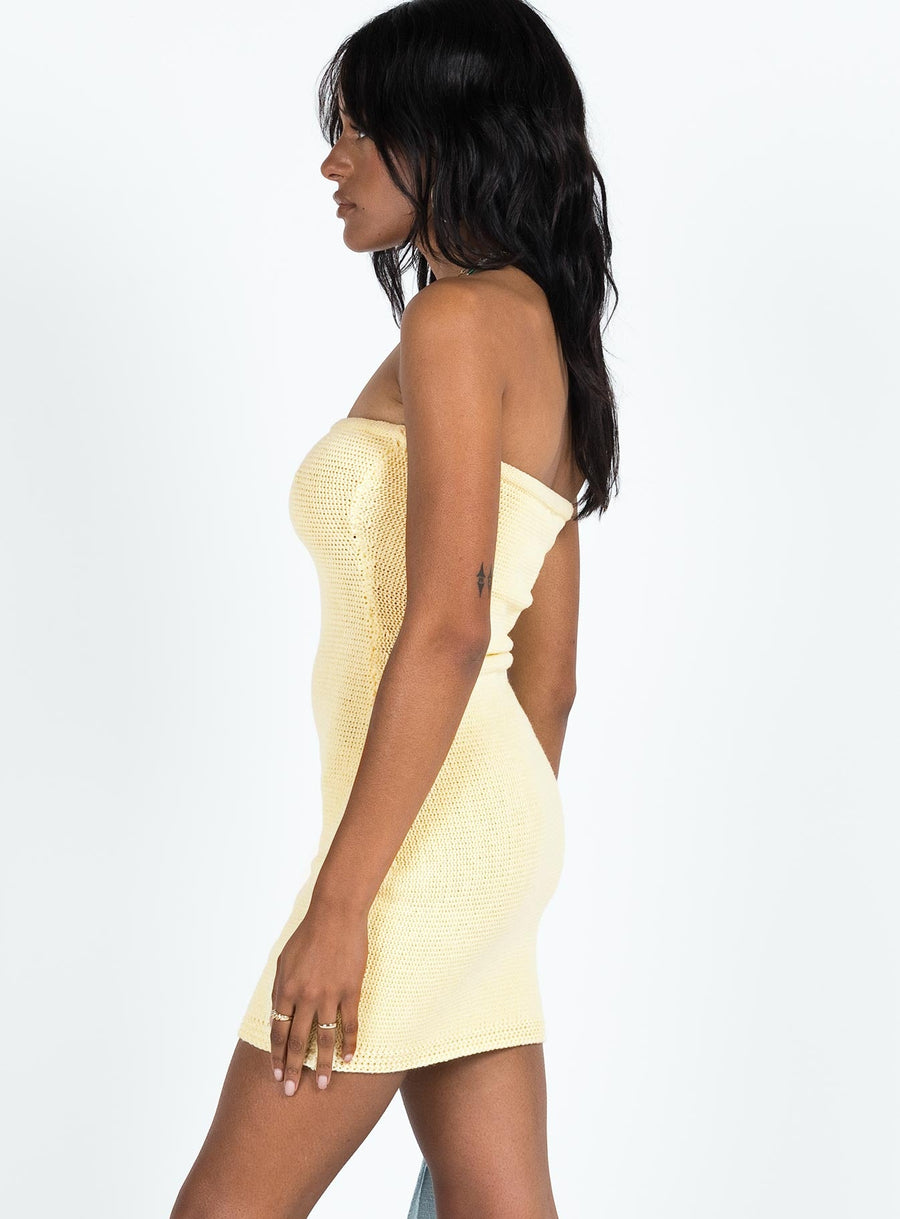Flow Strapless Mini Dress Yellow · photo 4