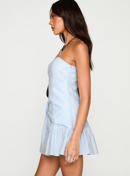 Archetype Strapless Mini Dress Blue Stripe
