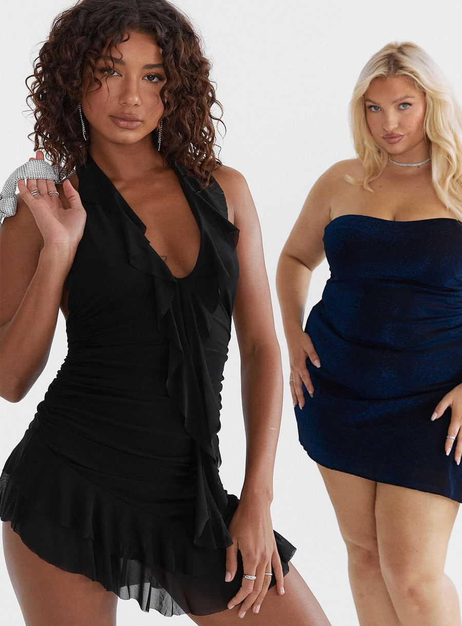 Gina Asymmetric Mini Dress Black · photo 3