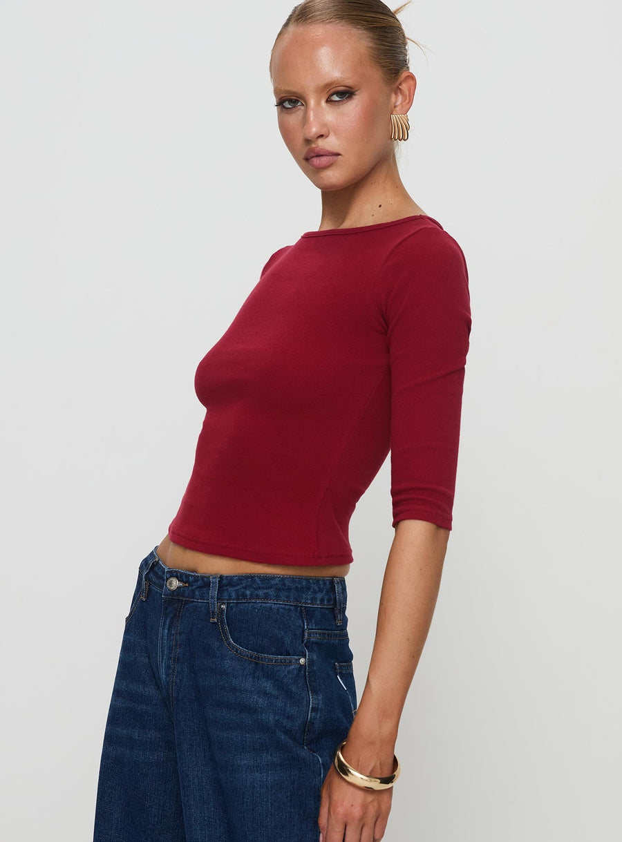 Elaia 3/4 Sleeve Top Red · photo 5