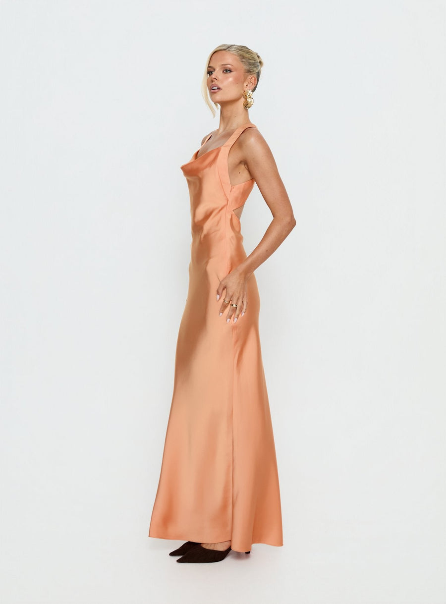 Isitt Cowl Crossover Back Maxi Dress Orange · photo 4
