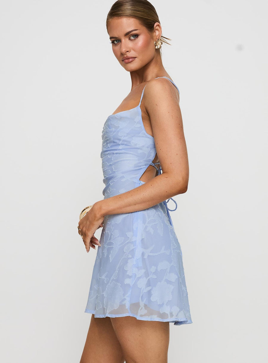 Celena Mini Dress Light Blue Burnout · photo 4