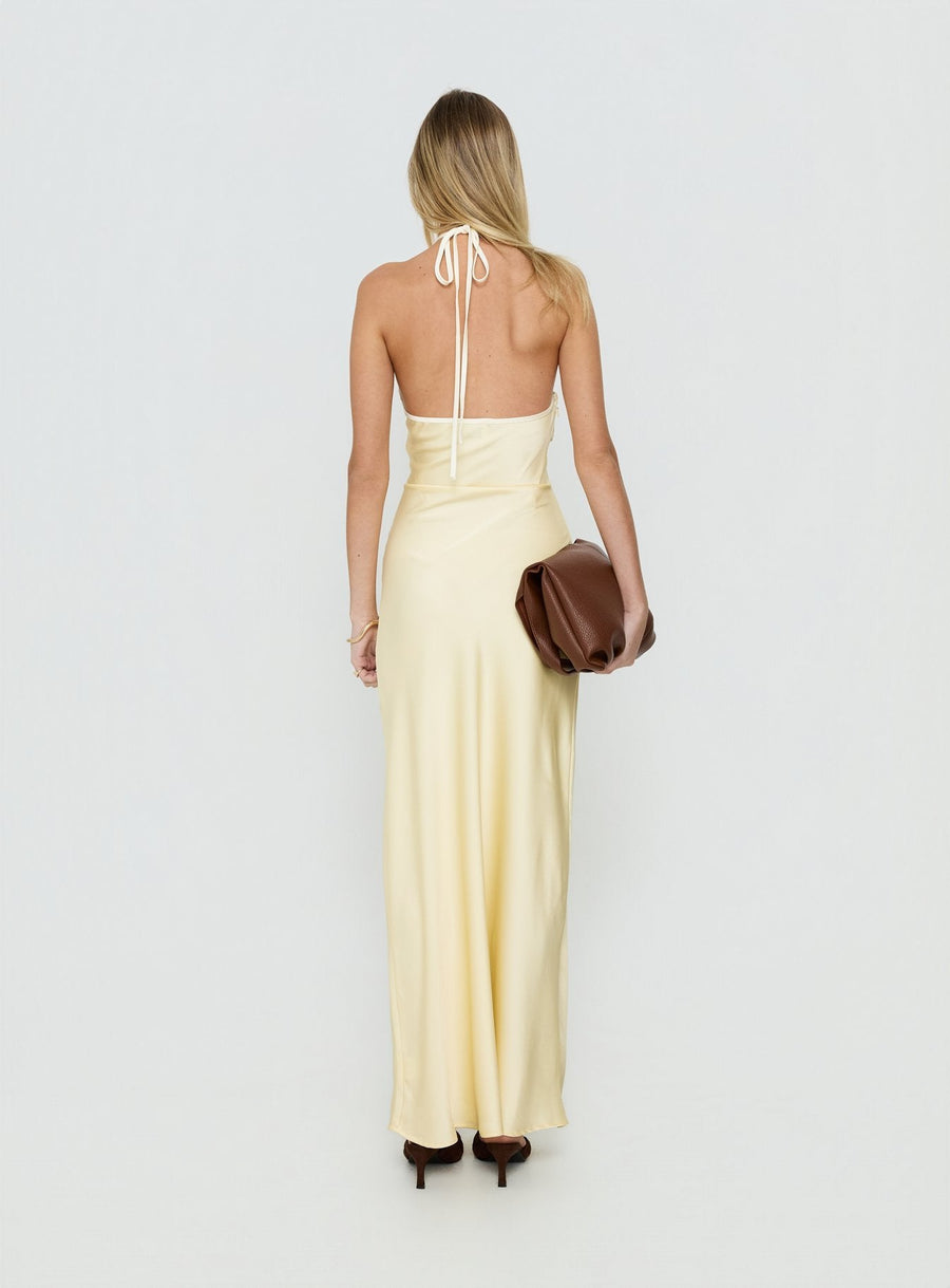 Esmia Halter Maxi Dress Lemon / White · photo 4