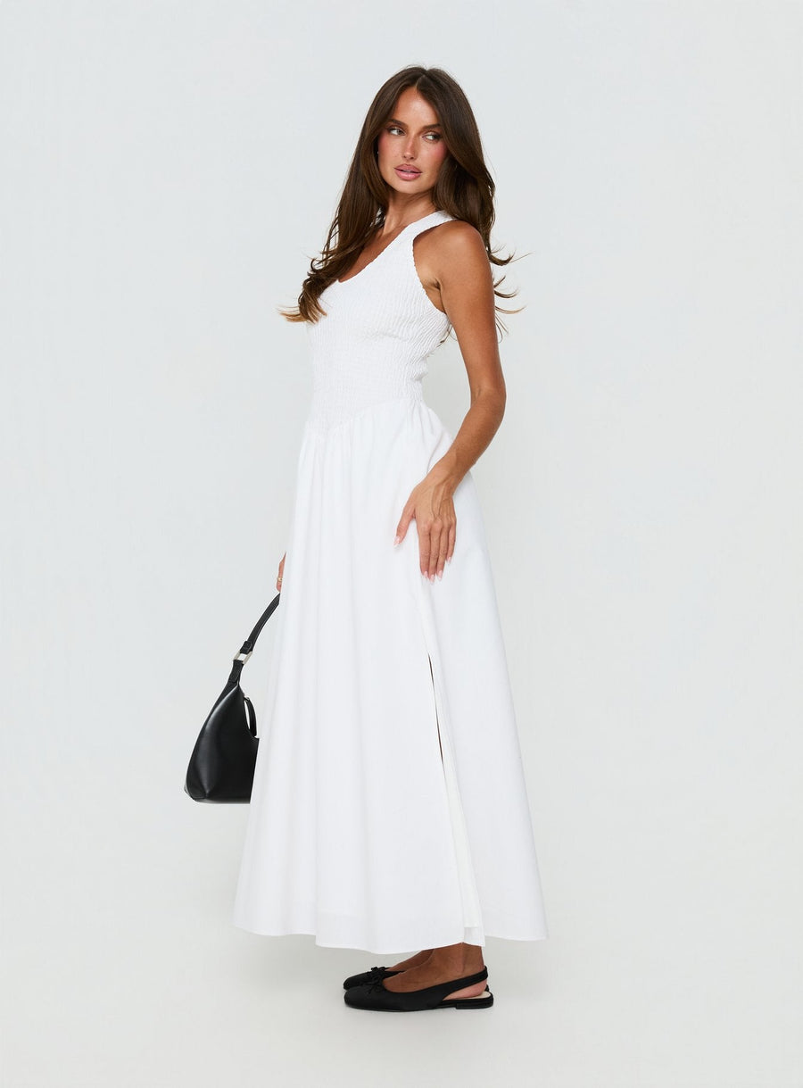 Highgate Drop Waist Pleat Detail Maxi Dress White · photo 4