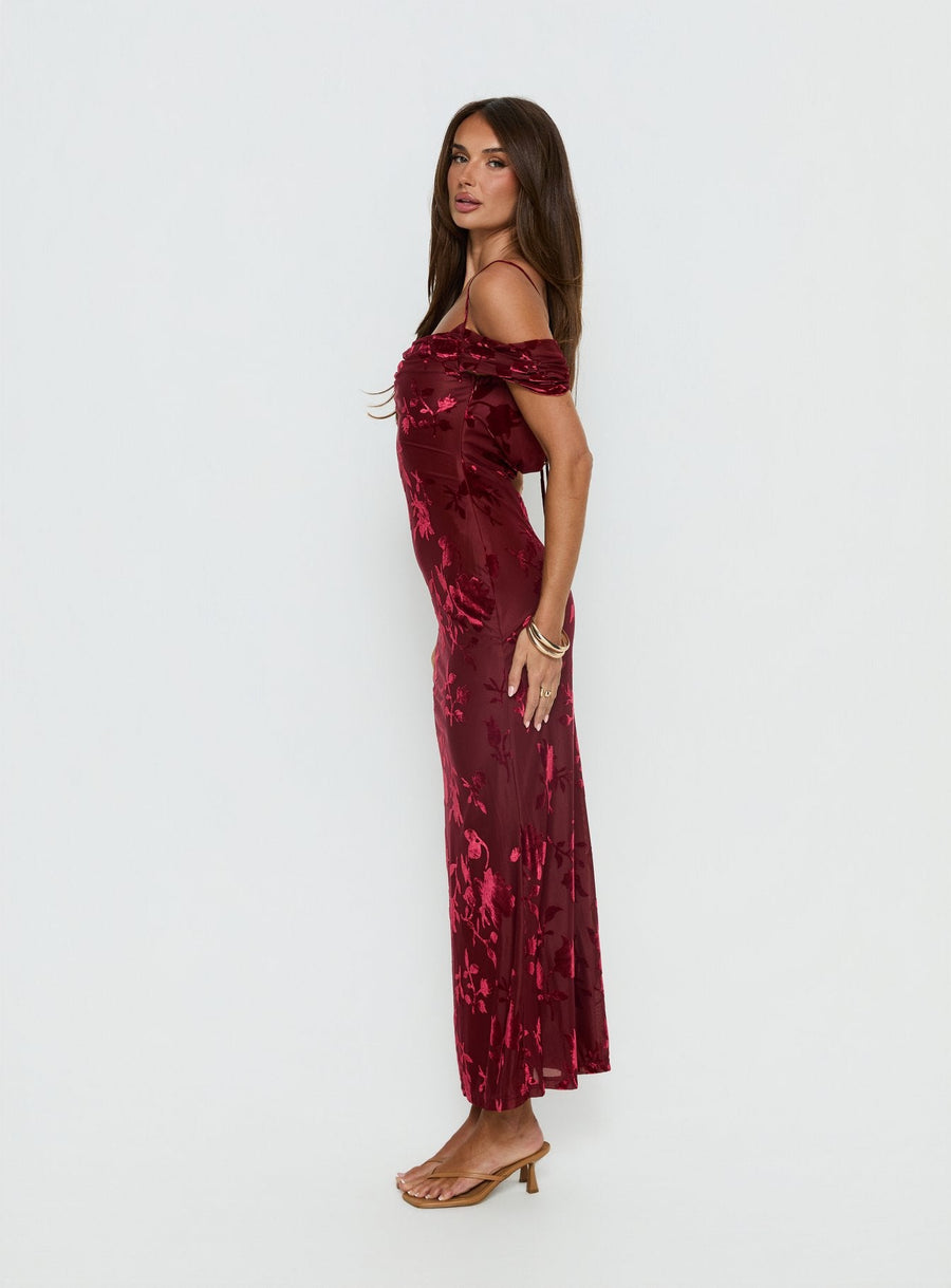 Green Gables Burnout Maxi Dress Burgundy · photo 4