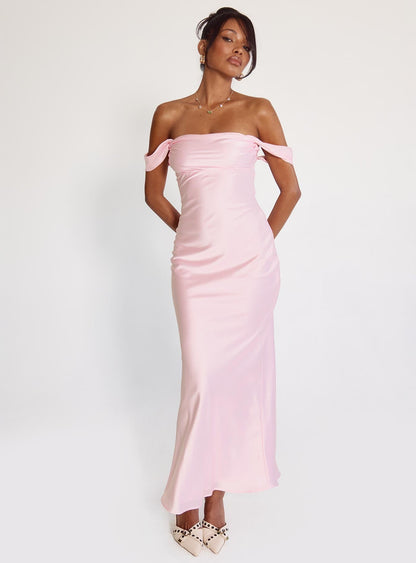Azura Off The Shoulder Maxi Dress Pink