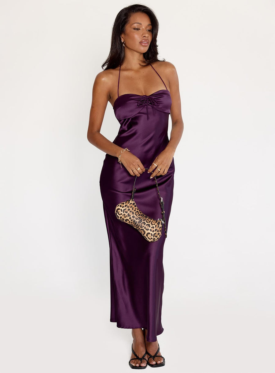 Fireproof Halter Maxi Dress Plum · photo 3