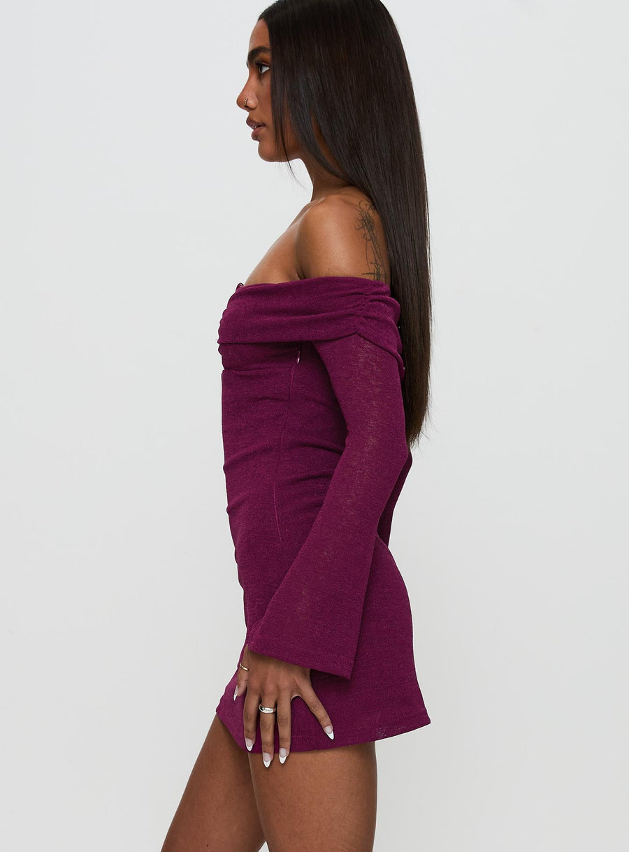 Firenza Long Sleeve Mini Dress Purple · photo 4