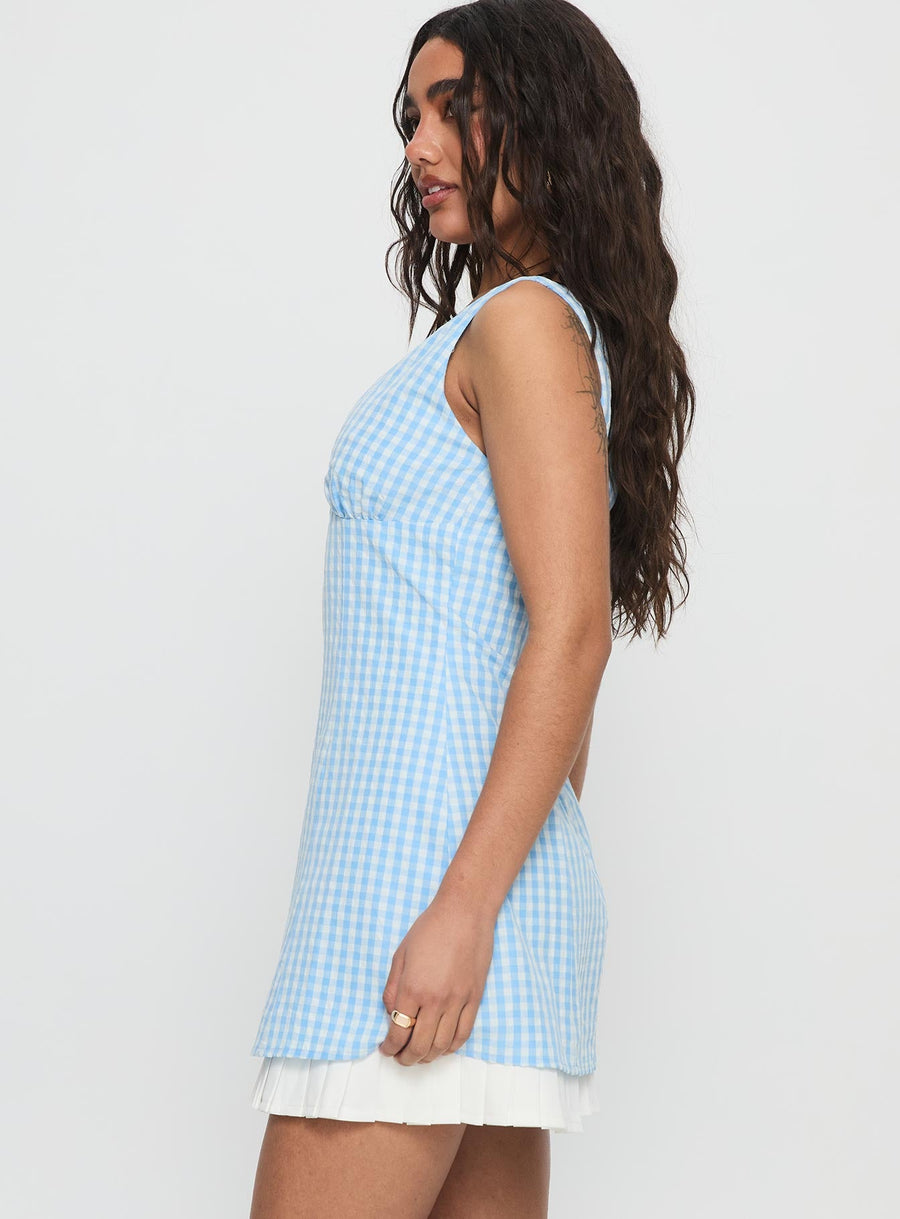 Evielle Underskirt Mini Dress Blue Check · photo 3