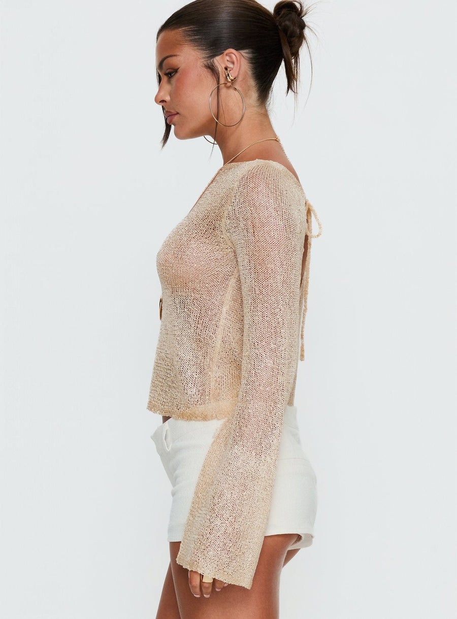 Evanne Long Sleeve Knit Top Champagne · photo 3