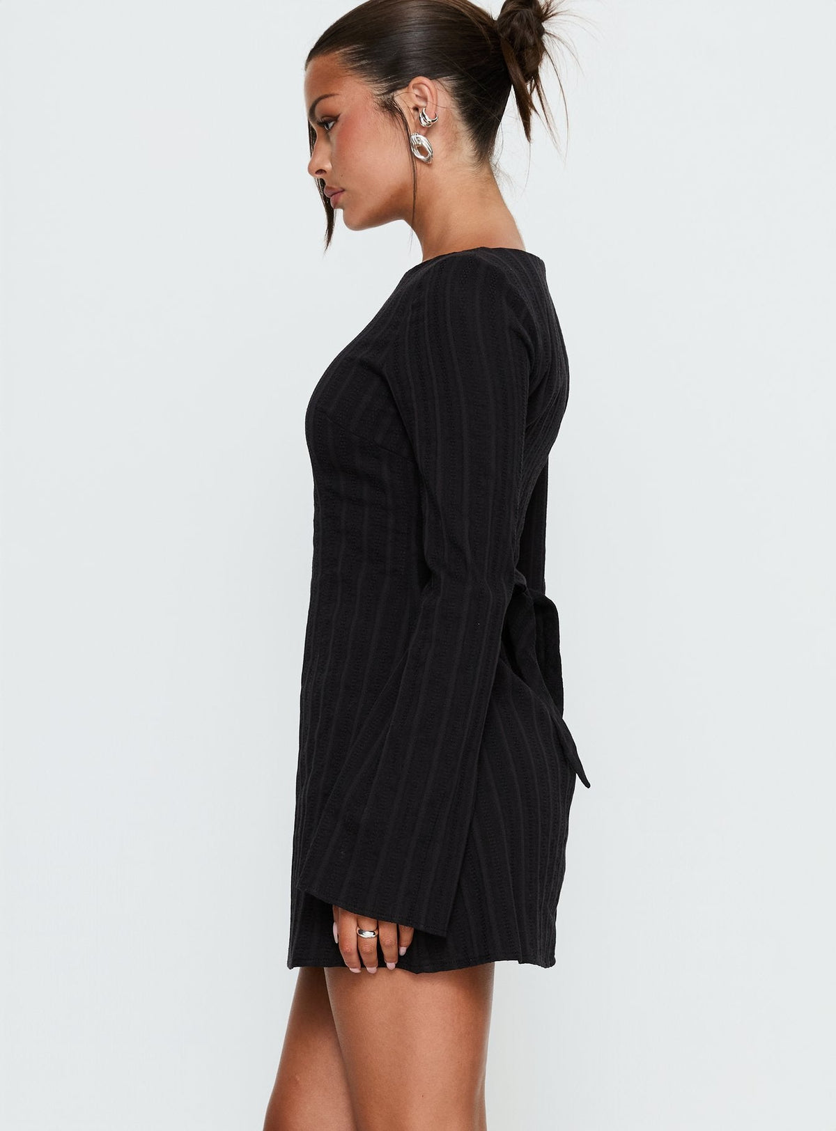 Alfalfa Long Sleeve Mini Dress Black