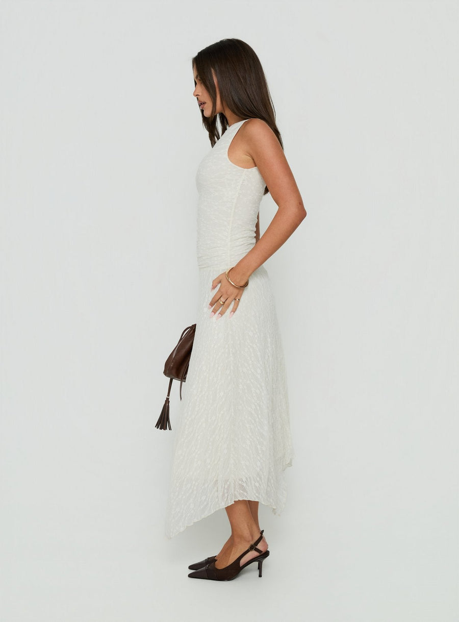 Enzina Lace Hanky Hem Maxi Dress Cream · photo 4