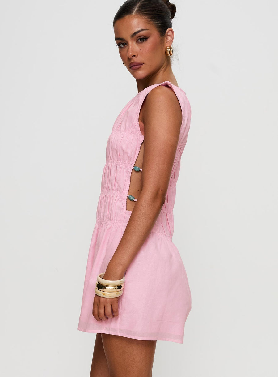Evony Shirred Mini Dress Pink · photo 4