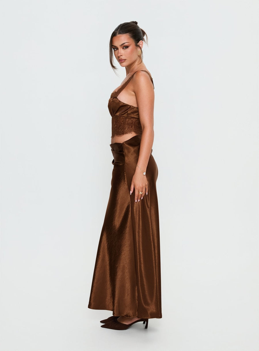 Fayfe Lace Maxi Dress Chocolate · photo 4