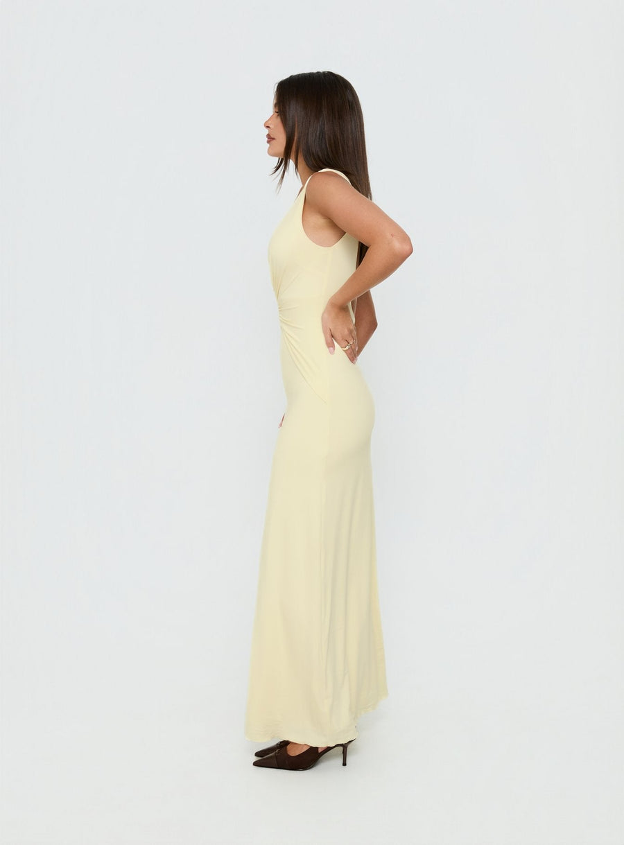 Frederica Plunge Maxi Dress Butter Yellow · photo 4