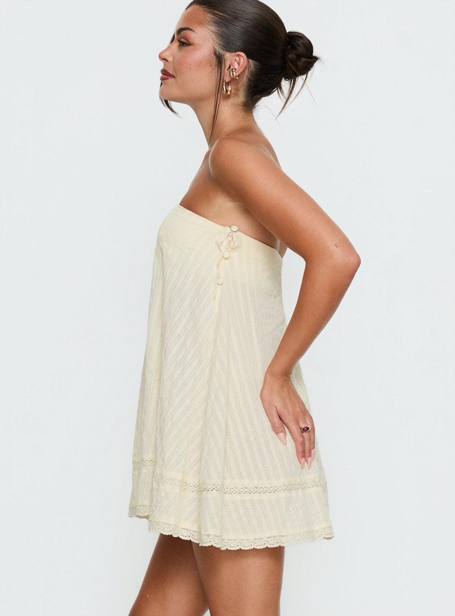 Gypsea Strapless Swing Mini Dress Butter Yellow · photo 4
